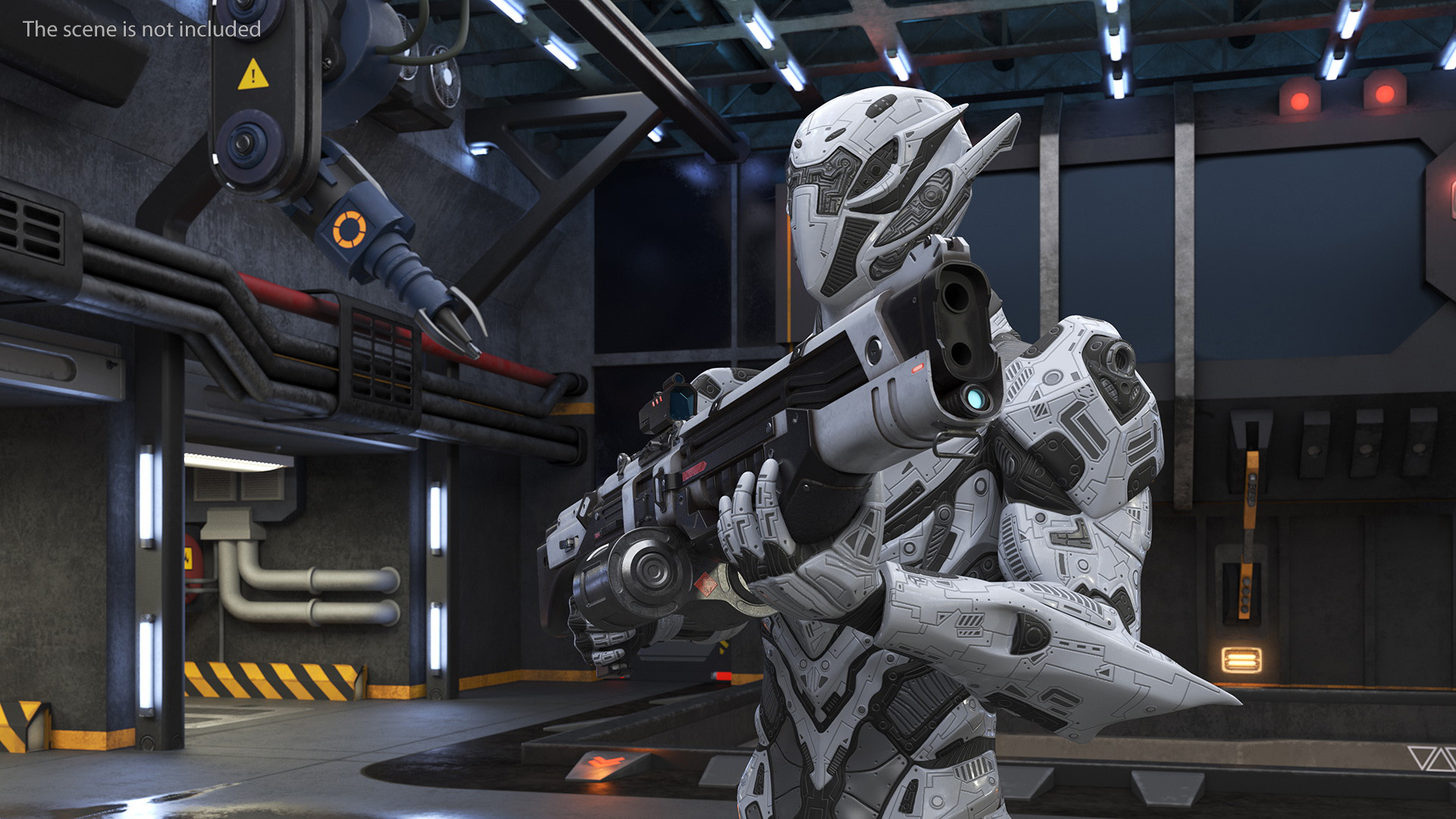 Futuristic Combat Robot with Assault Rifle 3D