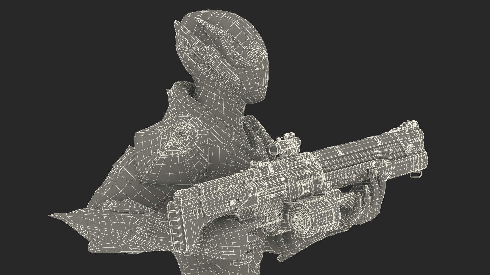 Futuristic Combat Robot with Assault Rifle 3D