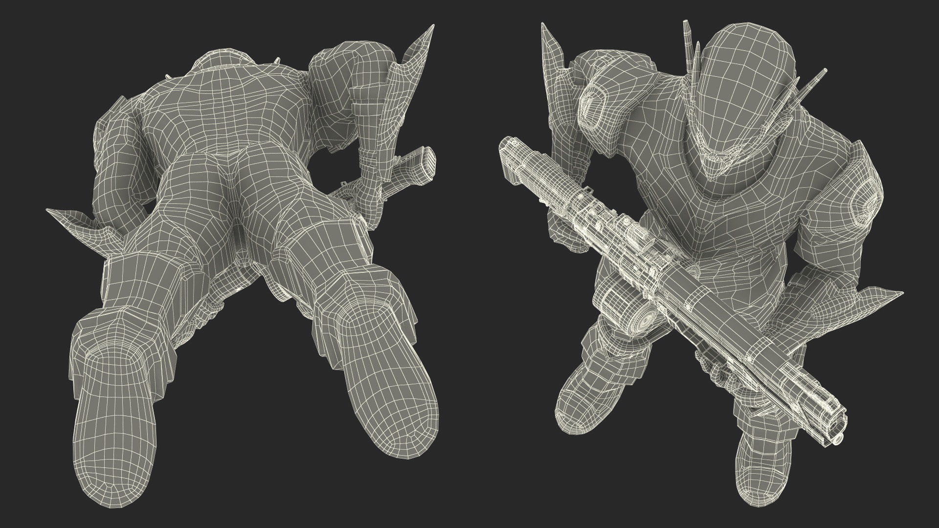 Futuristic Combat Robot with Assault Rifle 3D