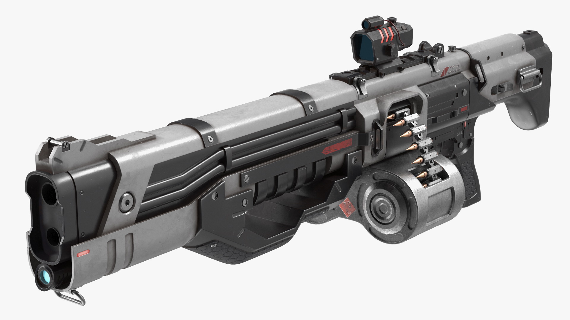 Futuristic Combat Robot with Assault Rifle 3D