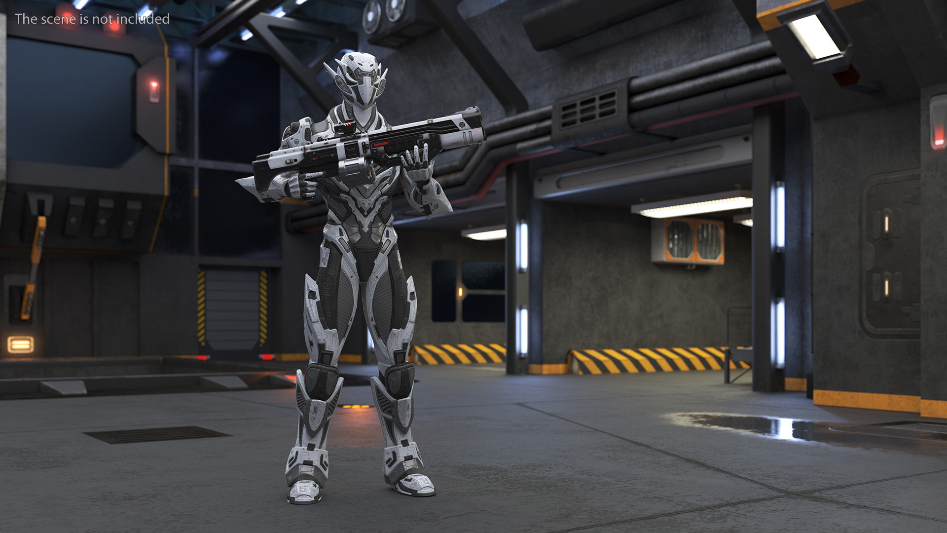 Futuristic Combat Robot with Assault Rifle 3D