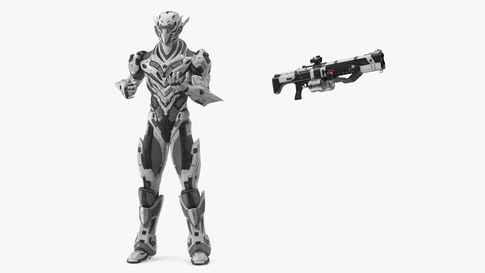 Futuristic Combat Robot with Assault Rifle 3D