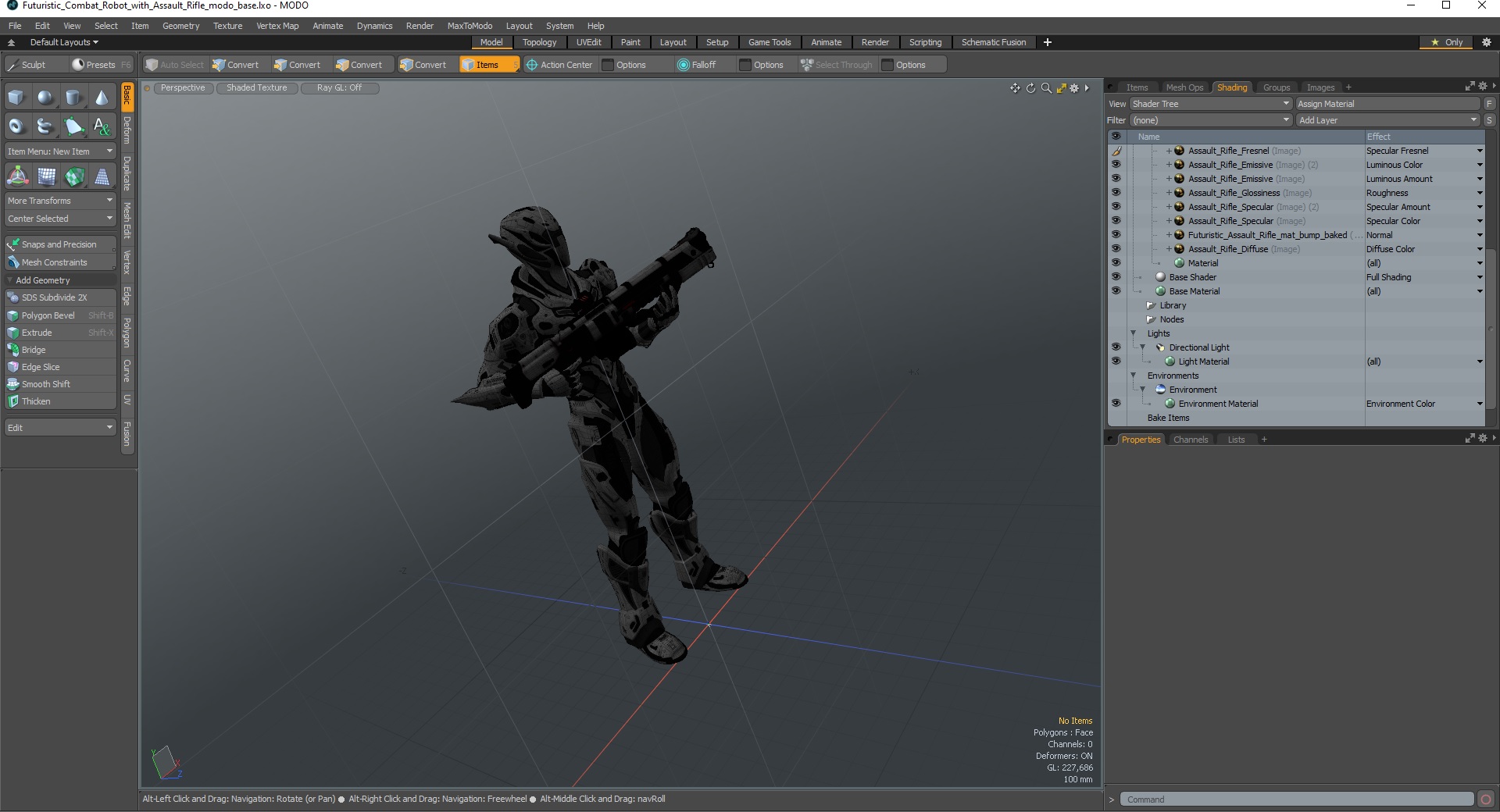 Futuristic Combat Robot with Assault Rifle 3D