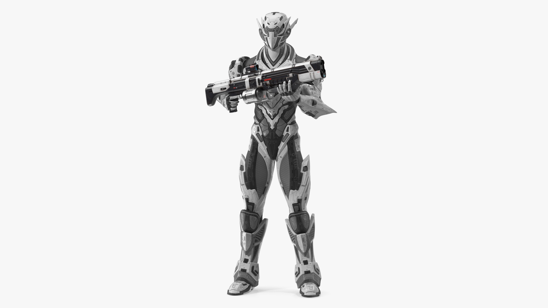 Futuristic Combat Robot with Assault Rifle 3D