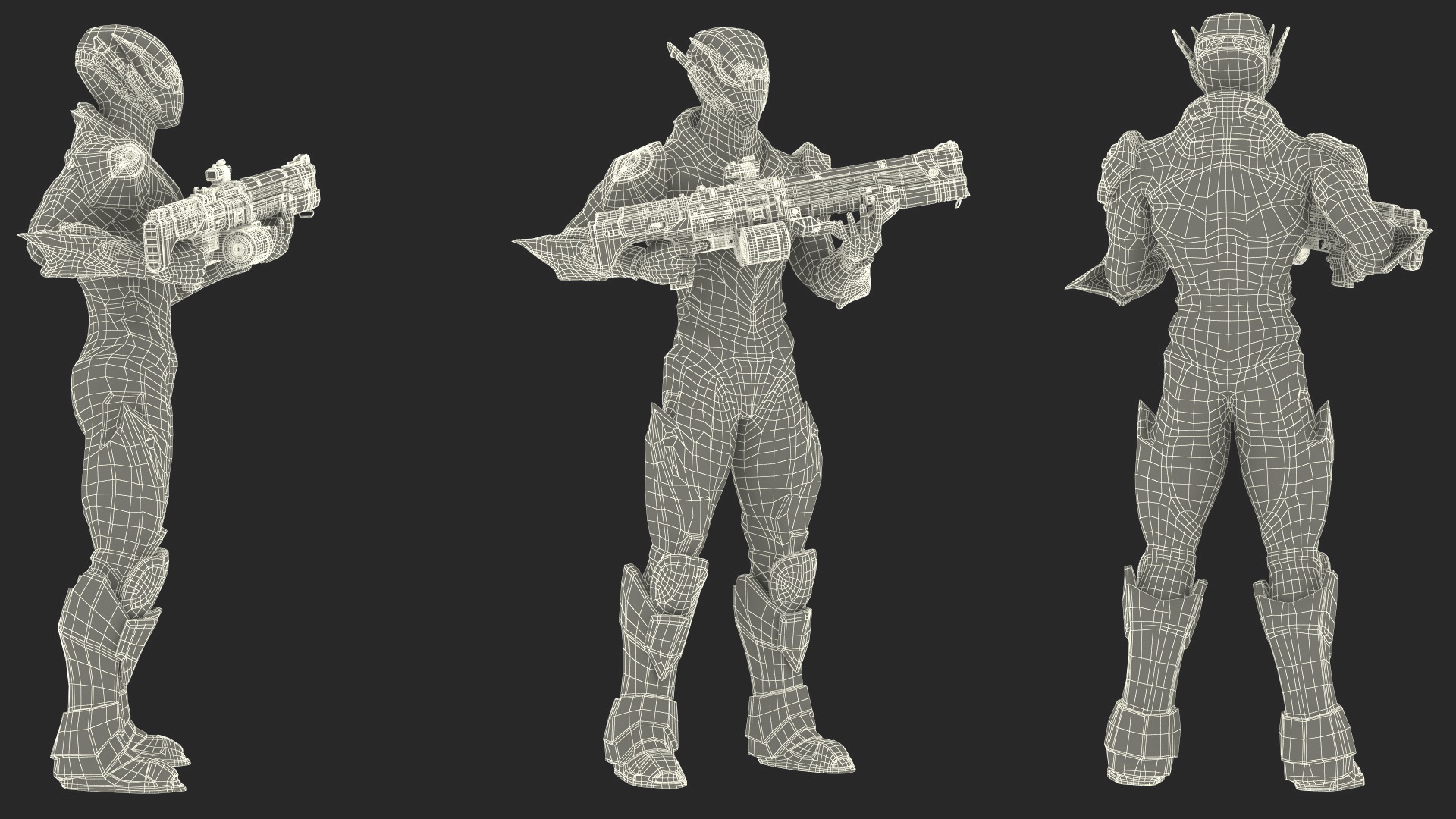 Futuristic Combat Robot with Assault Rifle 3D