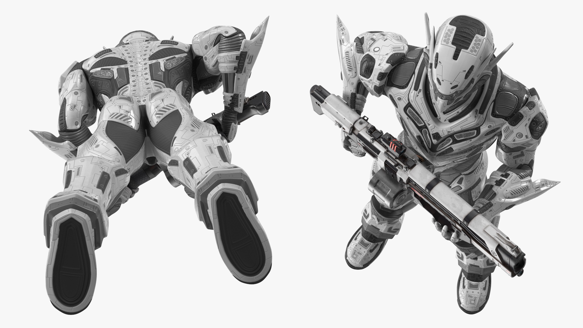 Futuristic Combat Robot with Assault Rifle 3D