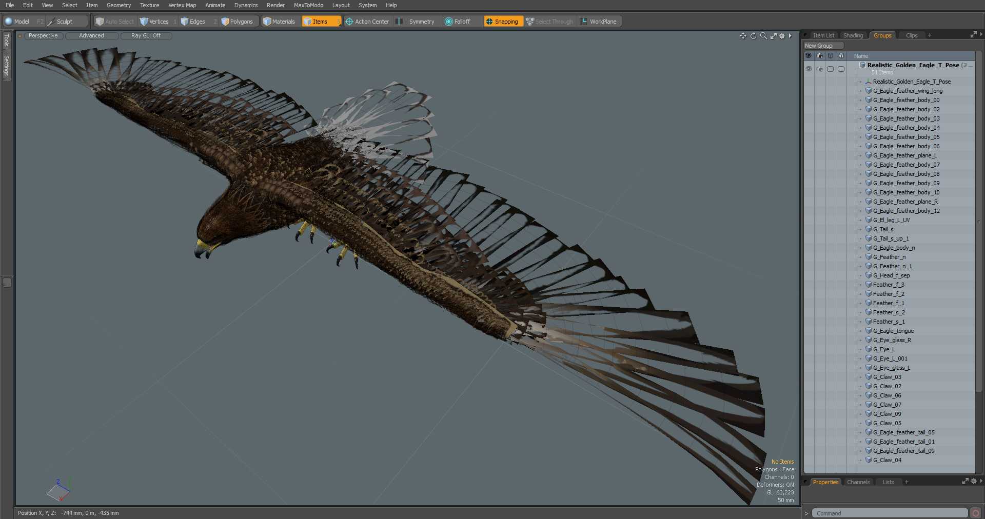 Realistic Golden Eagle T Pose 3D model