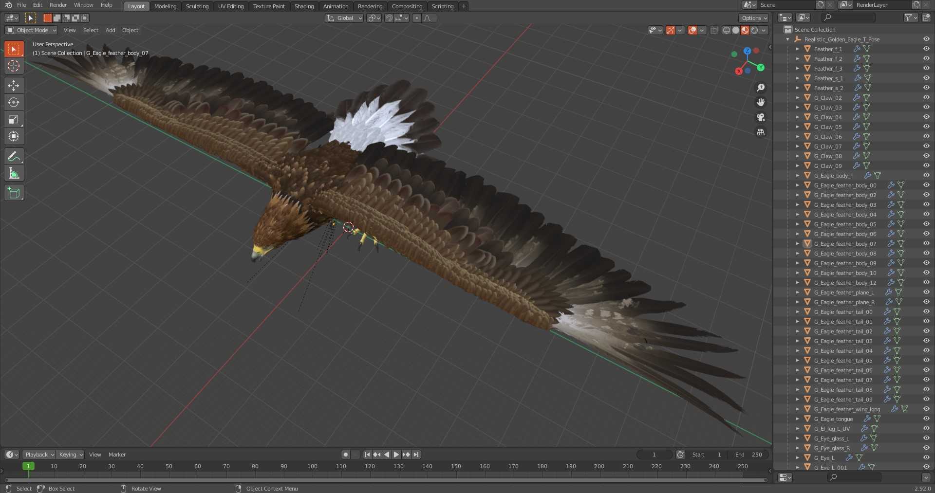Realistic Golden Eagle T Pose 3D model
