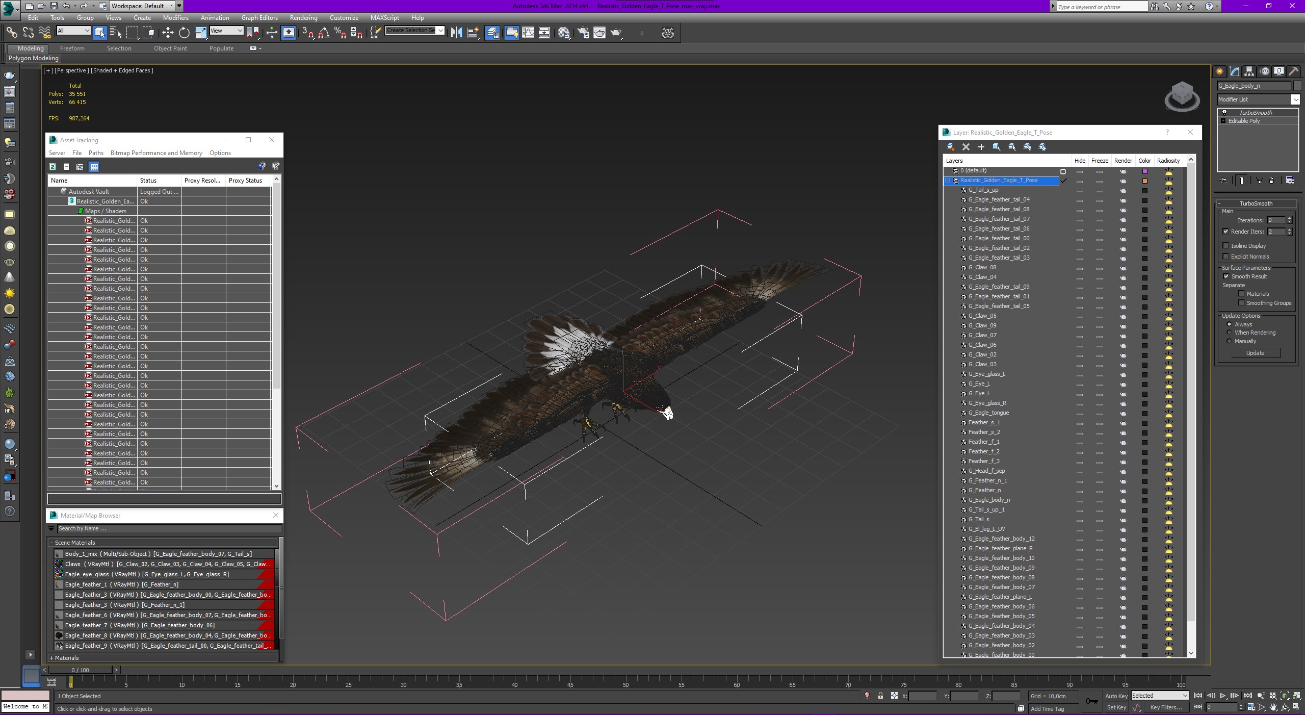 Realistic Golden Eagle T Pose 3D model