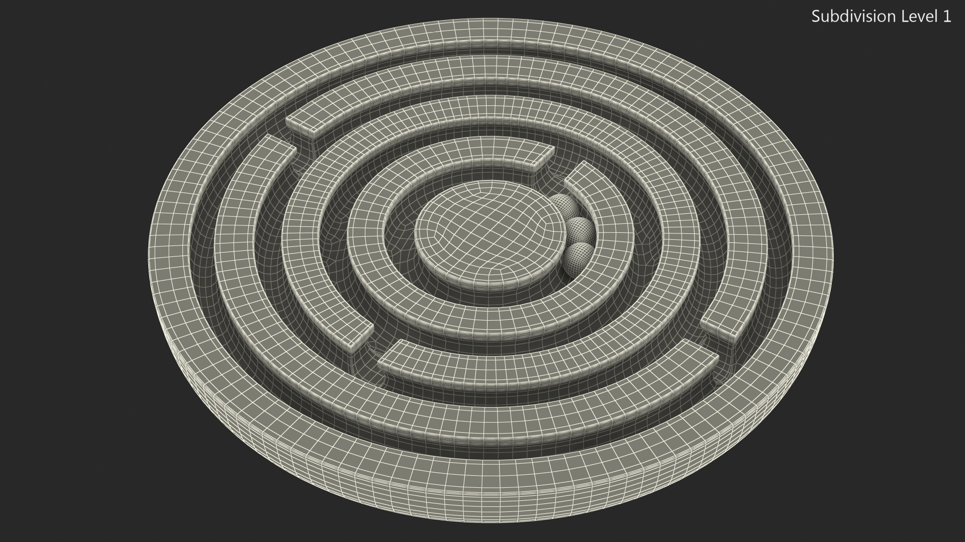 Round Wooden Marble Labyrinth Game 3D model