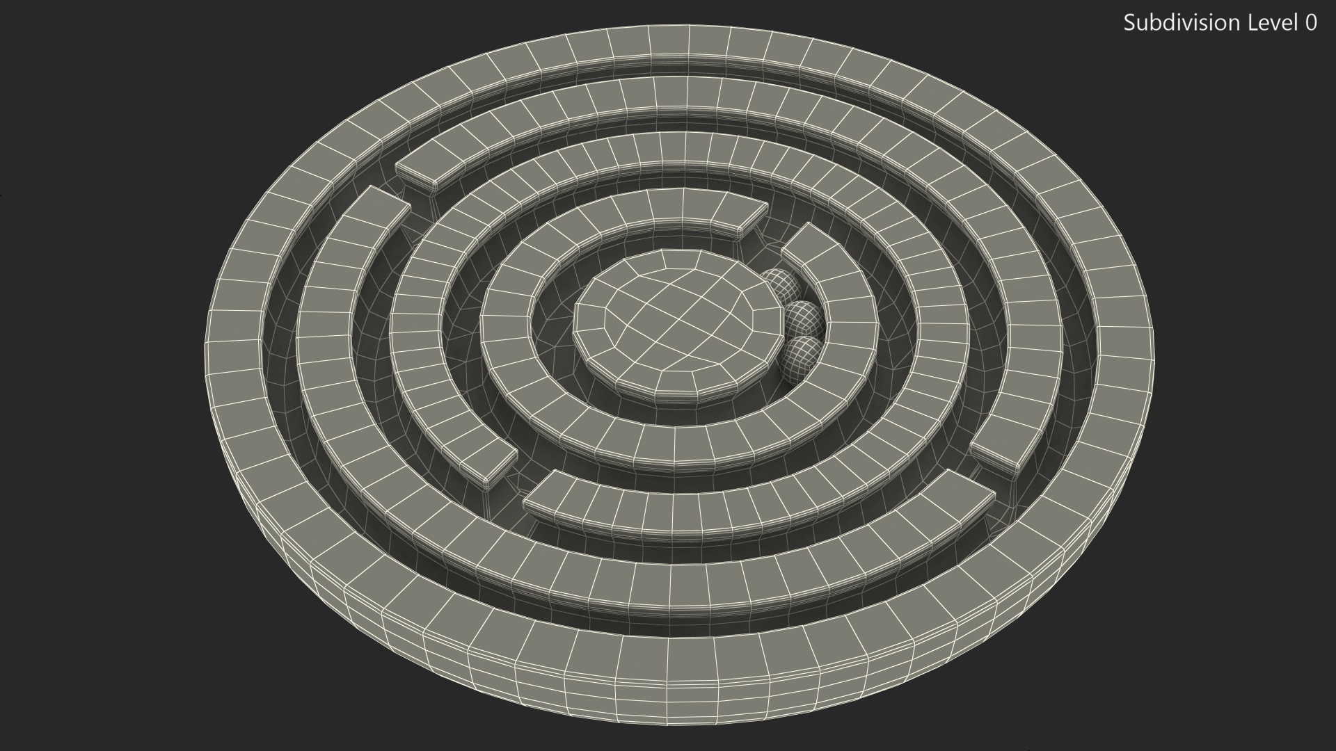 Round Wooden Marble Labyrinth Game 3D model