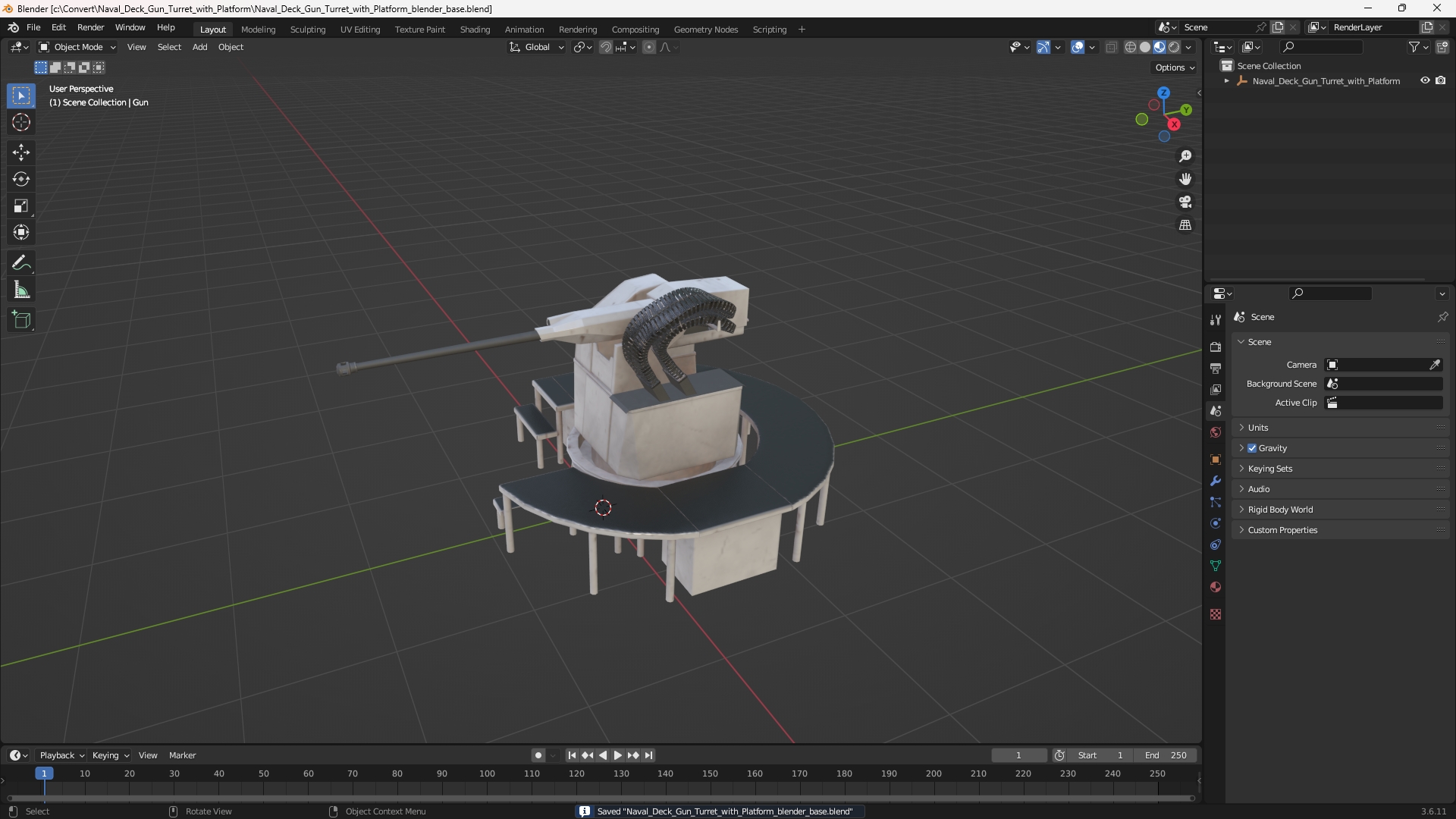 Naval Deck Gun Turret with Platform - view 10