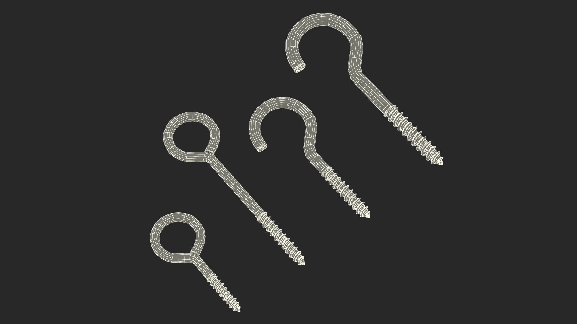 3D Assorted Metal Screw Hooks Set Black