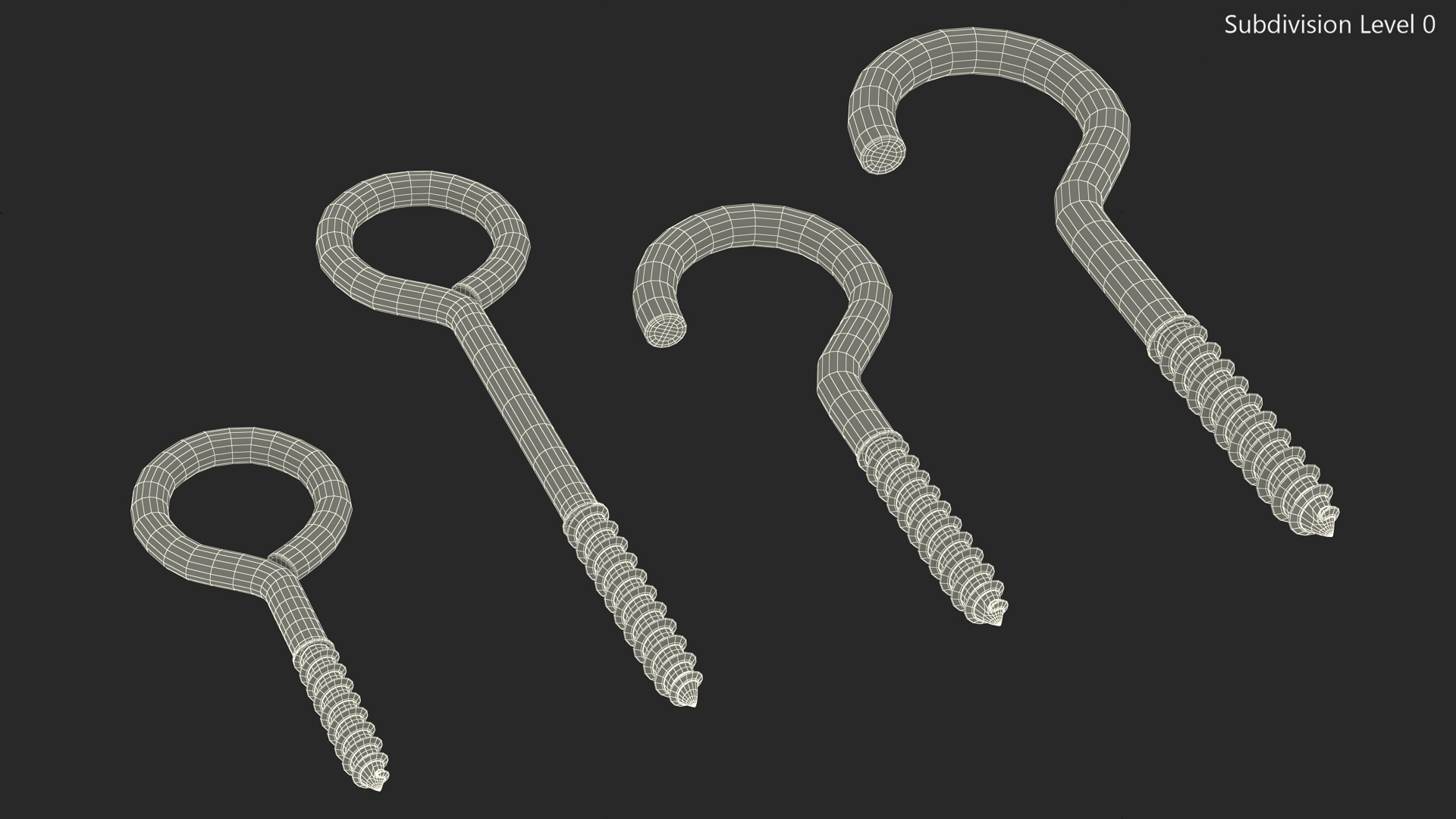 3D Assorted Metal Screw Hooks Set Black
