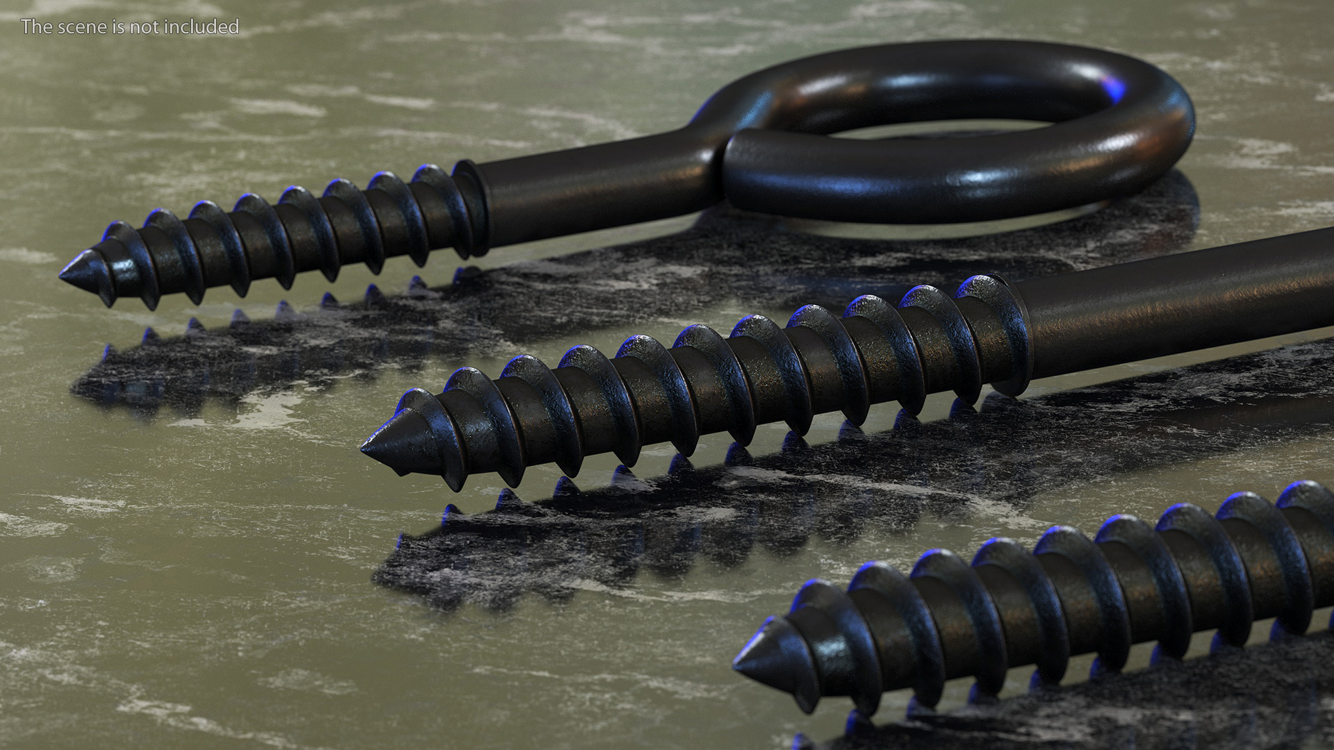 3D Assorted Metal Screw Hooks Set Black