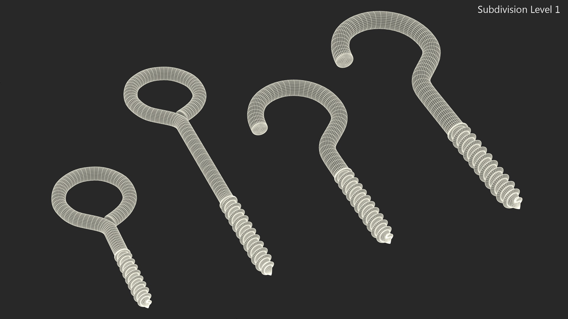 3D Assorted Metal Screw Hooks Set Black