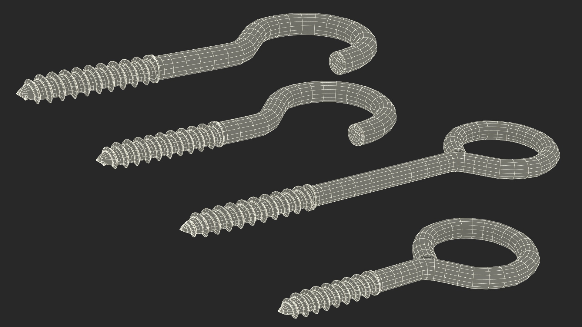 3D Assorted Metal Screw Hooks Set Black