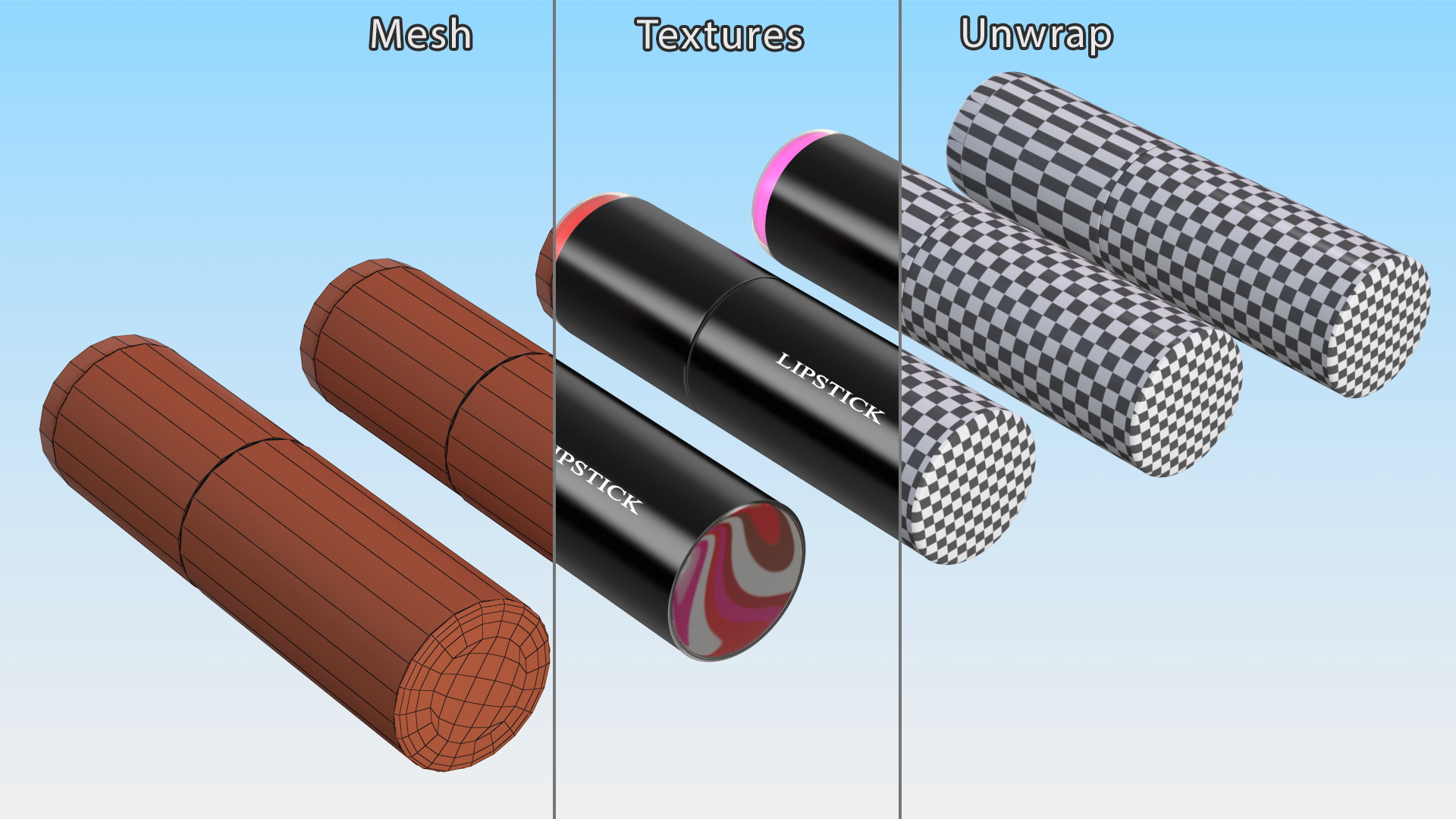3D Round Closed Lipsticks Various Colors Set