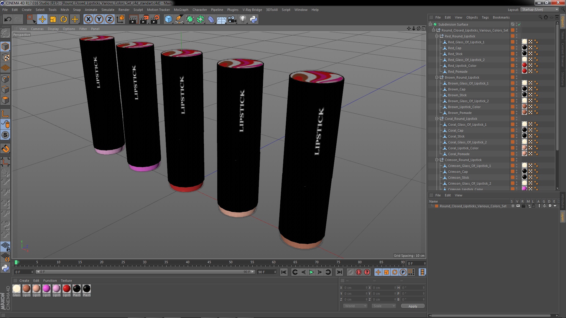 3D Round Closed Lipsticks Various Colors Set
