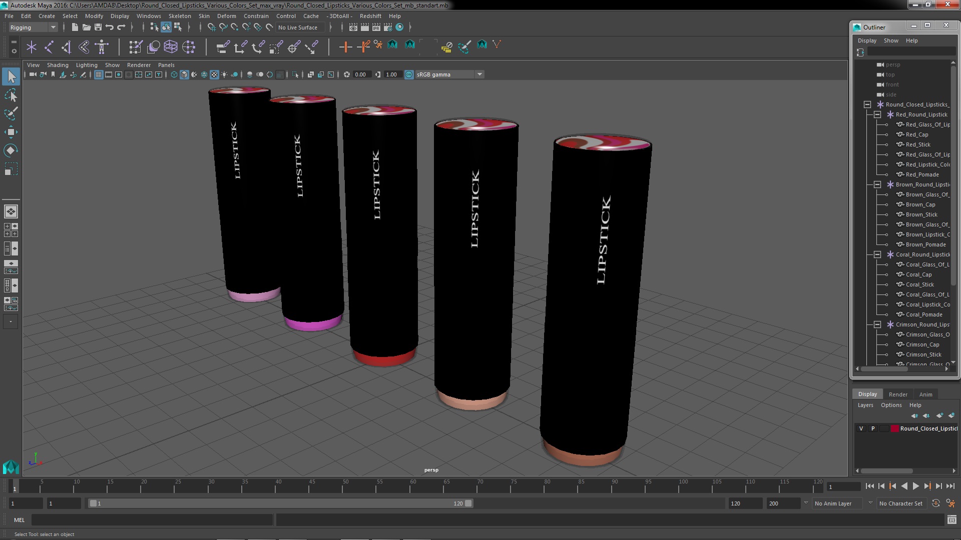 3D Round Closed Lipsticks Various Colors Set