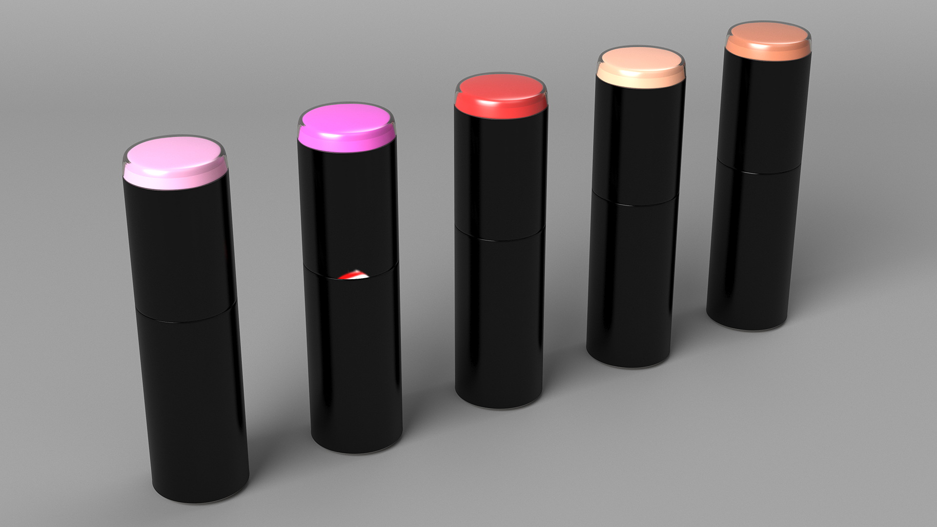 3D Round Closed Lipsticks Various Colors Set