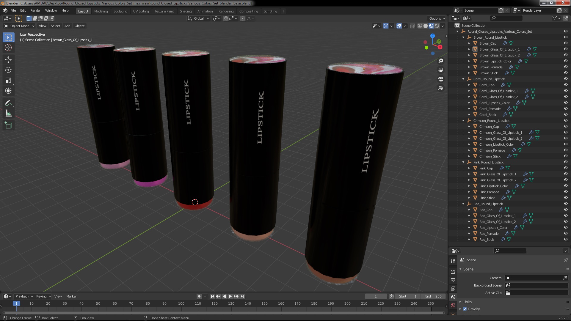 3D Round Closed Lipsticks Various Colors Set