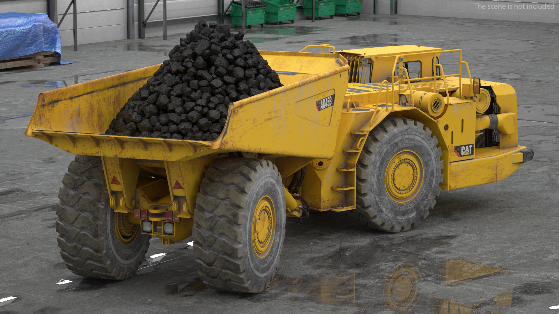 Caterpillar AD45B Mining Truck With Coal Rigged 3D