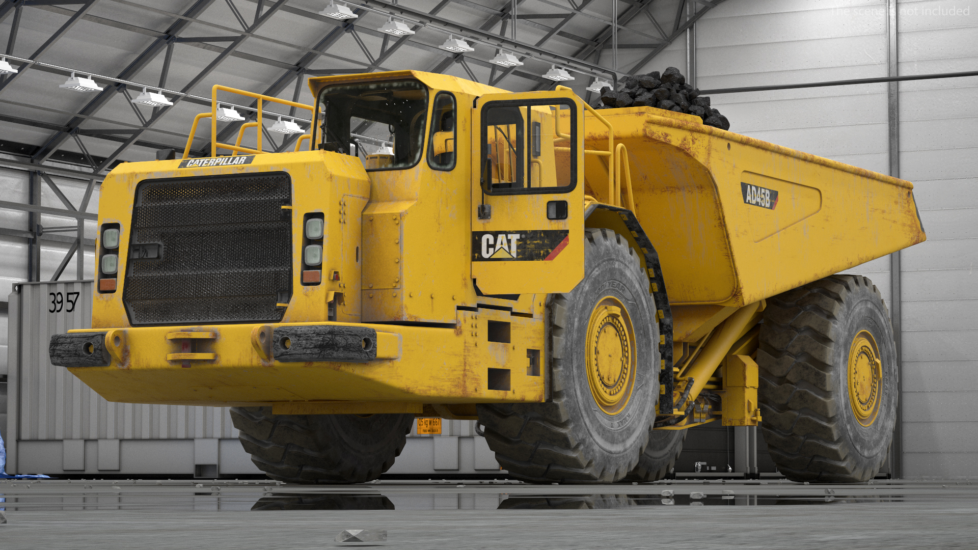 Caterpillar AD45B Mining Truck With Coal Rigged 3D