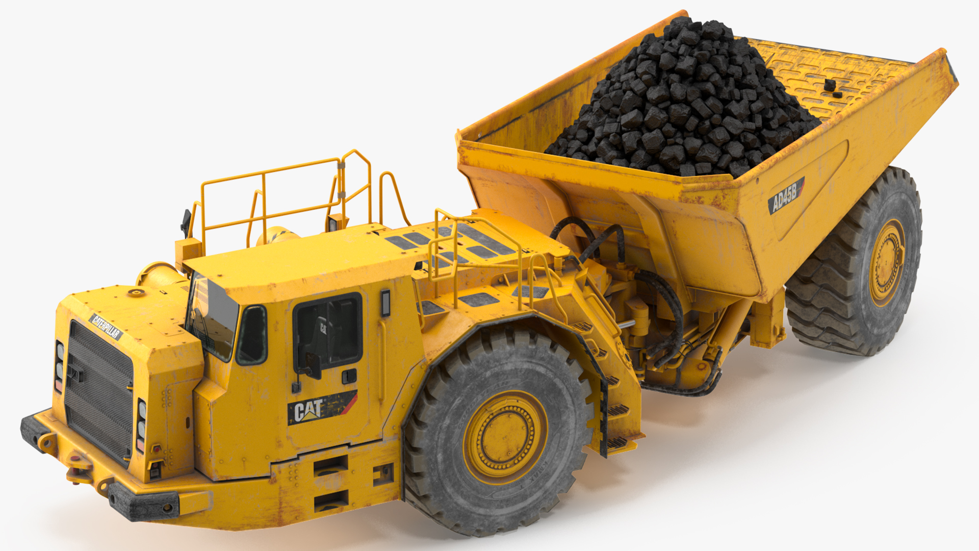 Caterpillar AD45B Mining Truck With Coal Rigged 3D