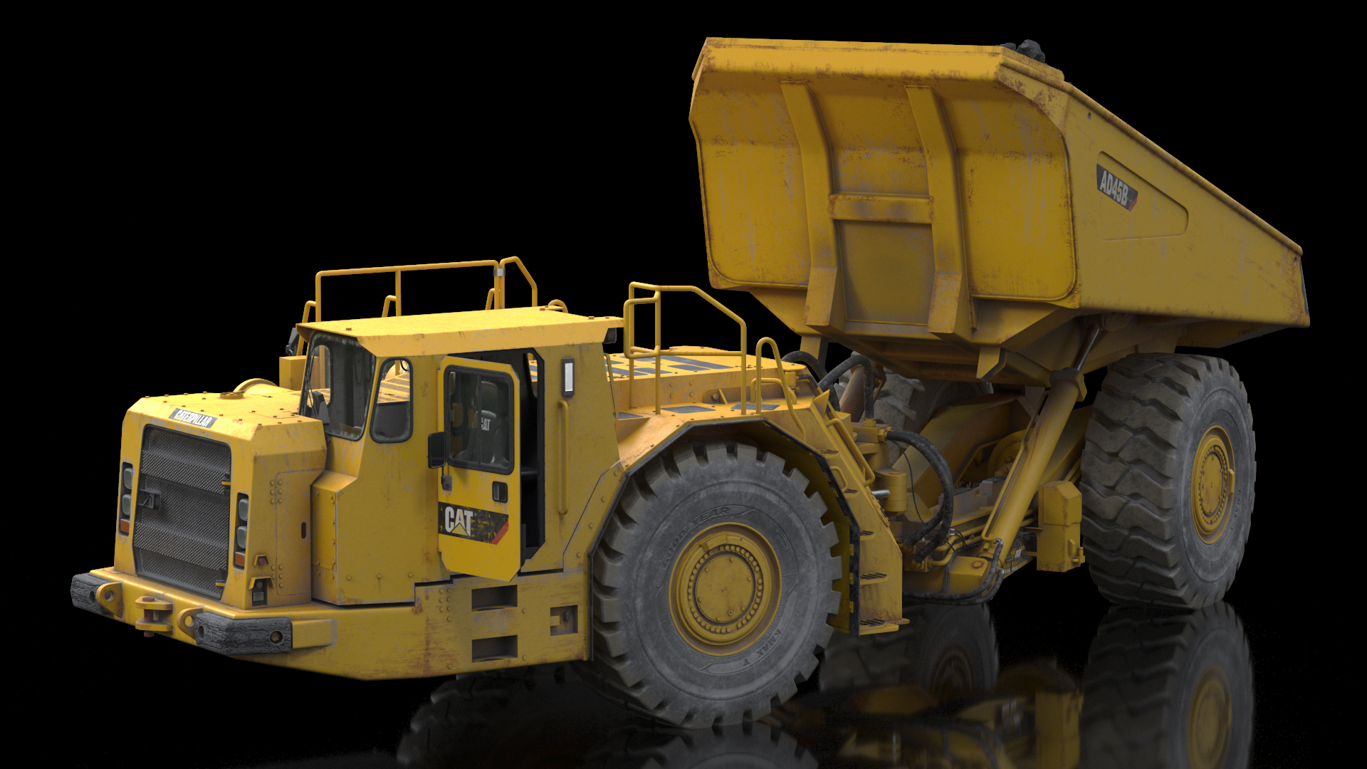 Caterpillar AD45B Mining Truck With Coal Rigged 3D