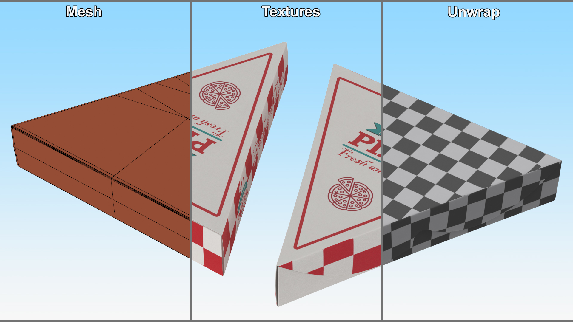 Triangle Pizza Slice Packaging Box 3D model