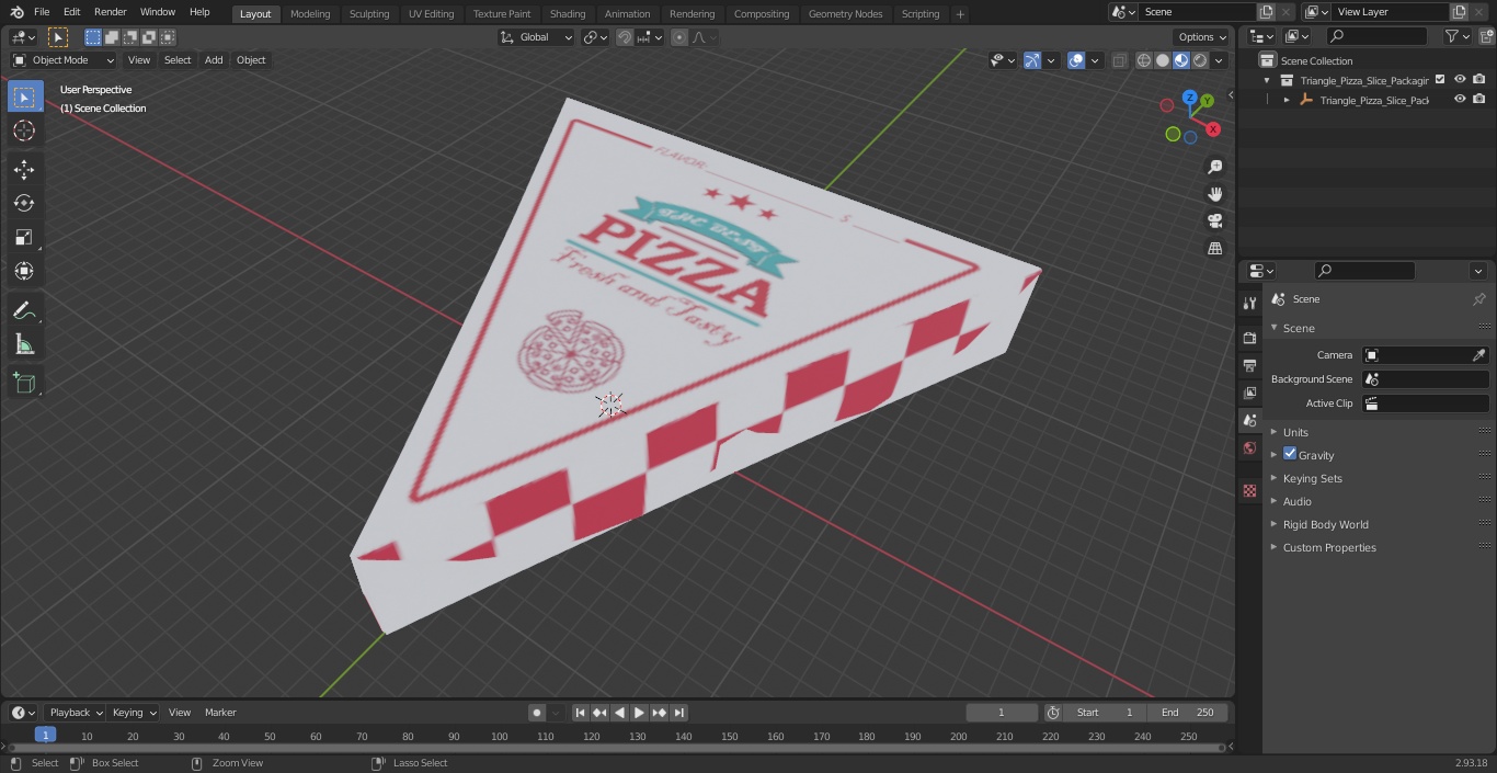 Triangle Pizza Slice Packaging Box 3D model