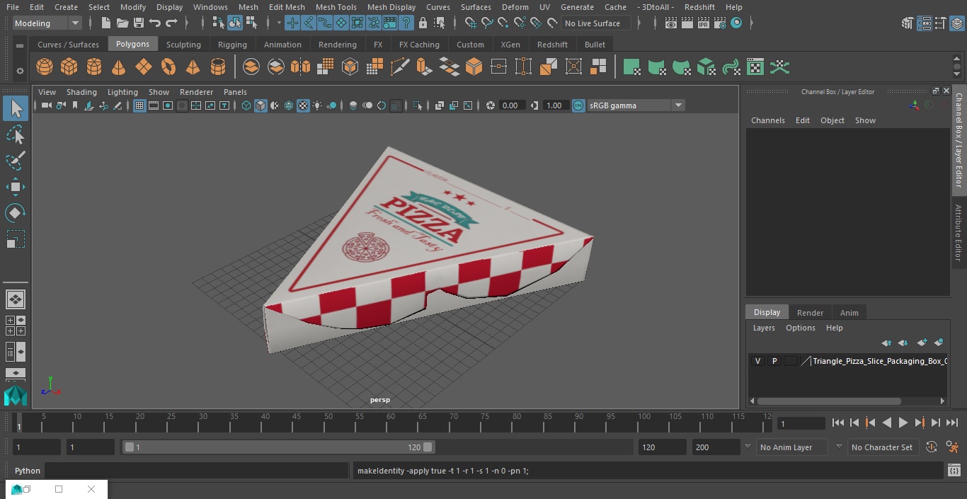 Triangle Pizza Slice Packaging Box 3D model