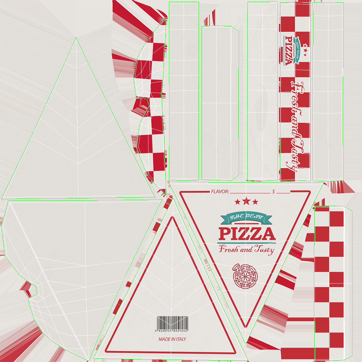 Triangle Pizza Slice Packaging Box 3D model