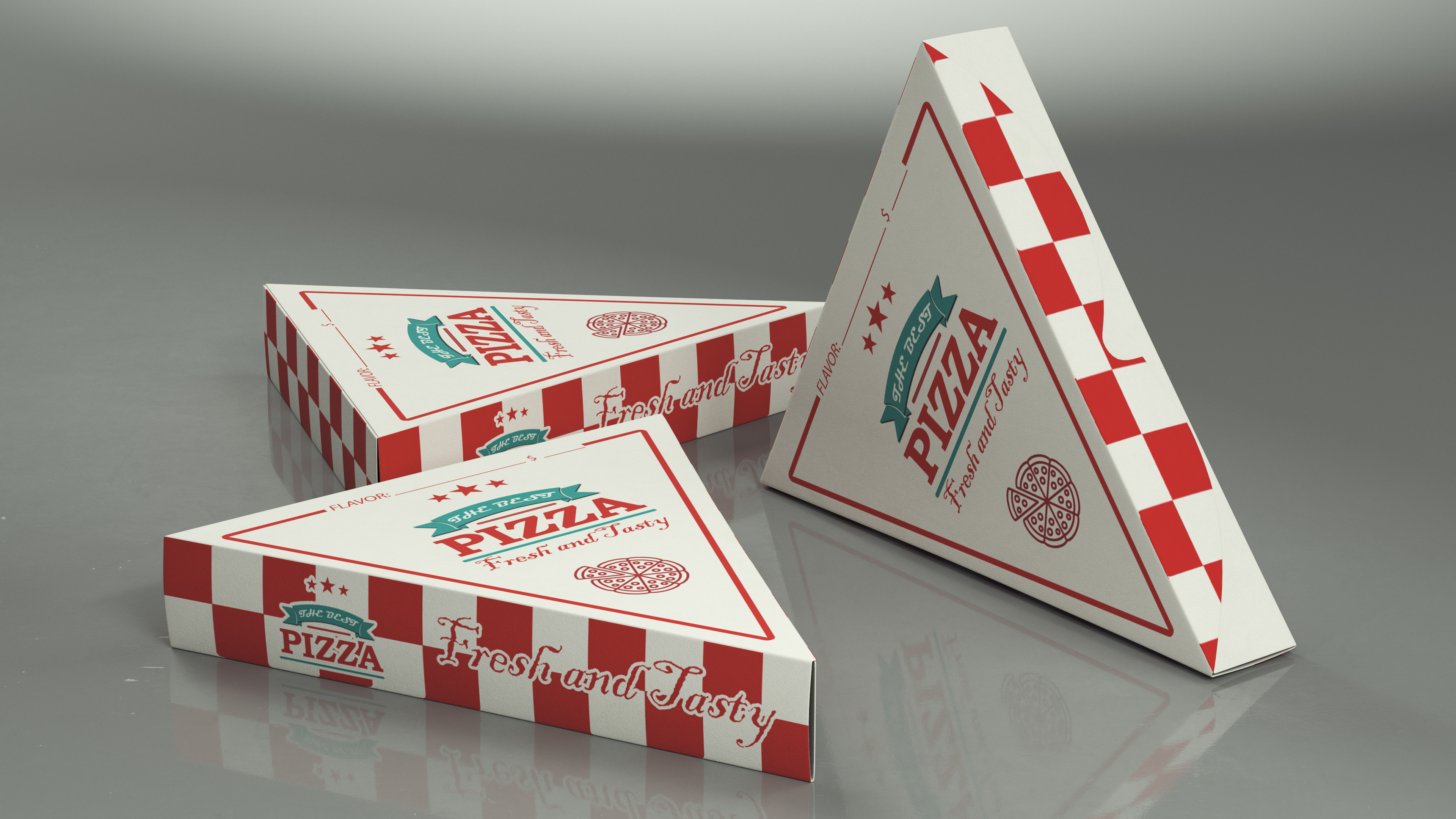 Triangle Pizza Slice Packaging Box 3D model