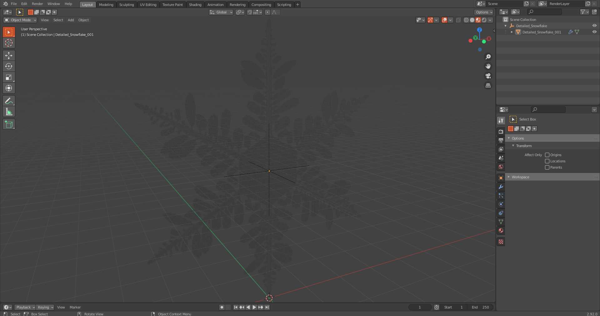 3D Detailed Snowflake model