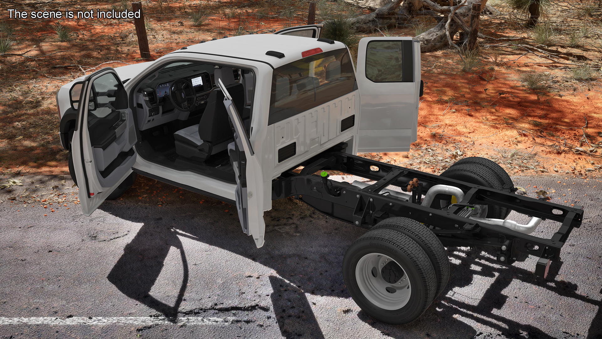 3D 2023 Ford Super Duty F-550 XLT Bare Chassis White Rigged