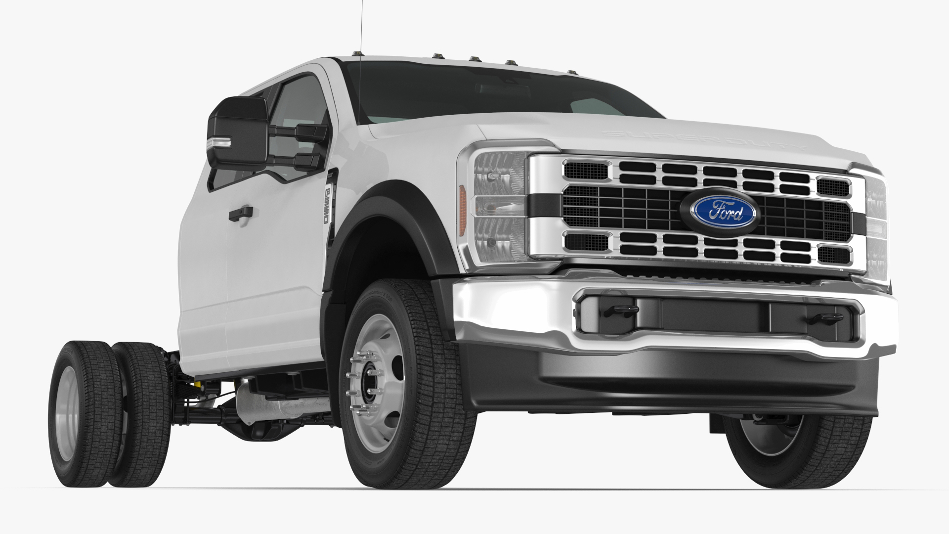 3D 2023 Ford Super Duty F-550 XLT Bare Chassis White Rigged