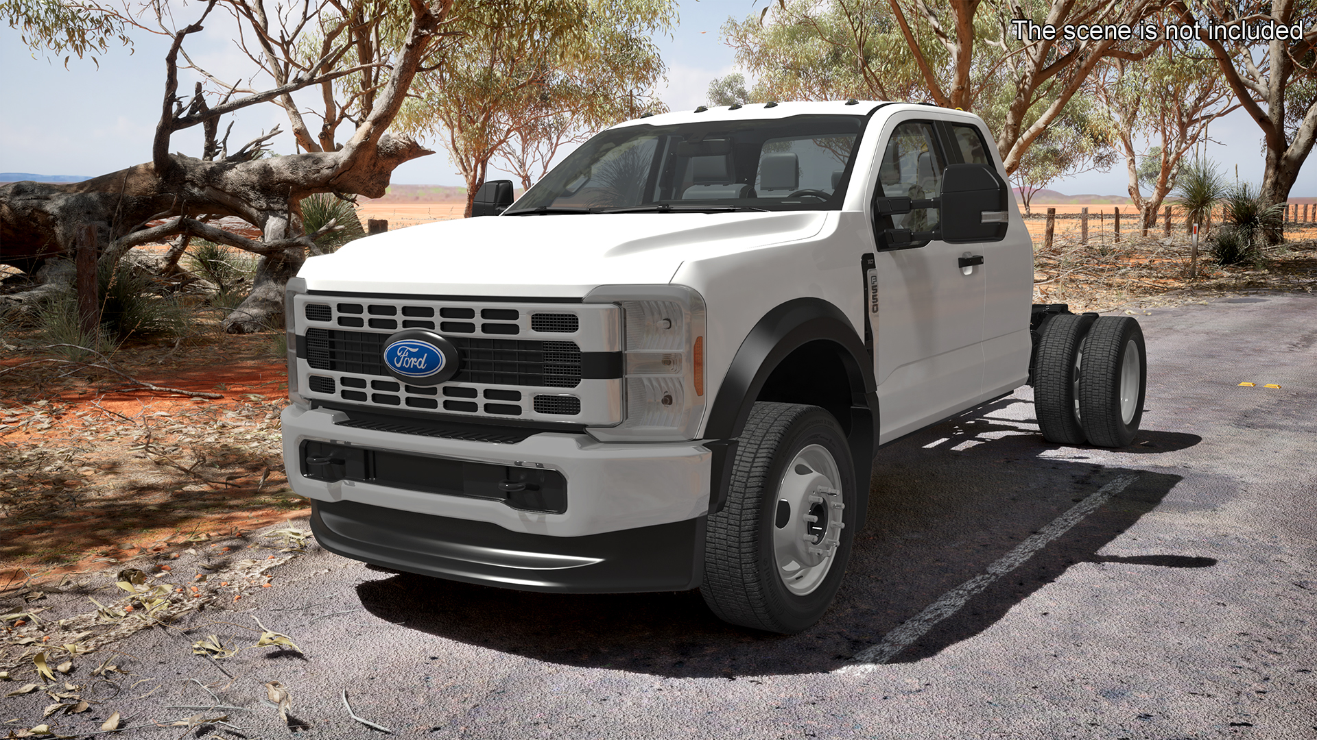 3D 2023 Ford Super Duty F-550 XLT Bare Chassis White Rigged