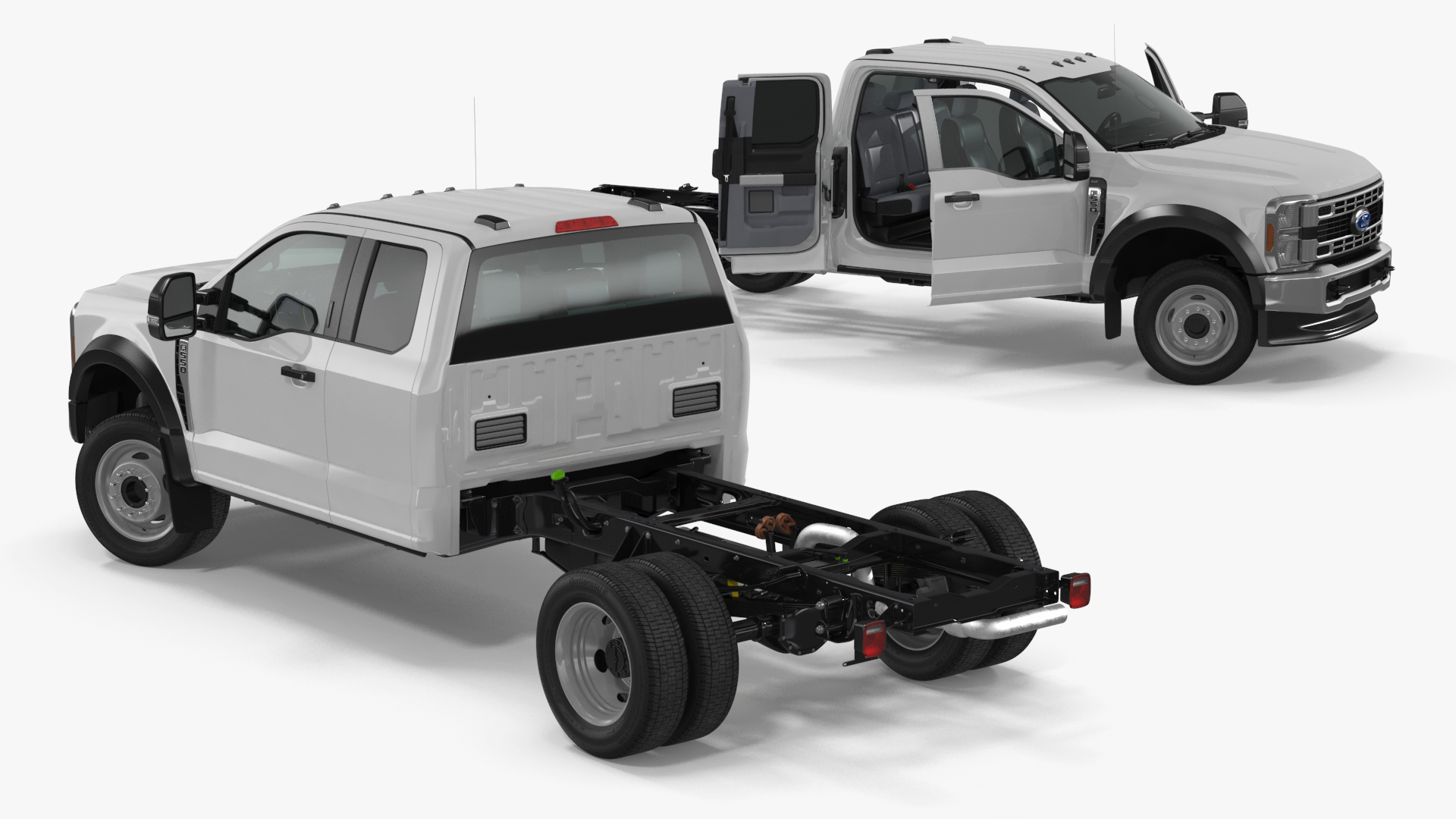 3D 2023 Ford Super Duty F-550 XLT Bare Chassis White Rigged