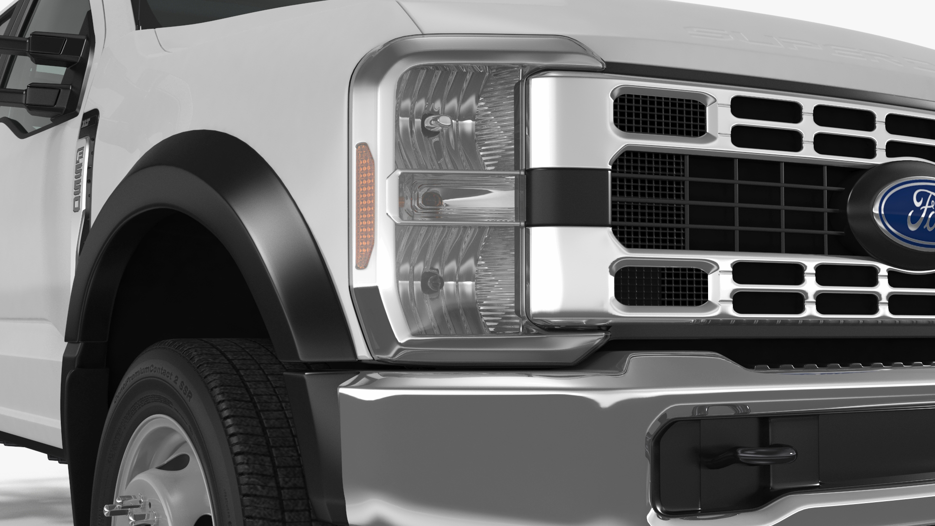 3D 2023 Ford Super Duty F-550 XLT Bare Chassis White Rigged