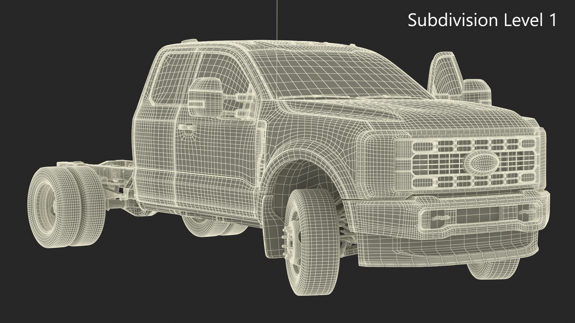 3D 2023 Ford Super Duty F-550 XLT Bare Chassis White Rigged