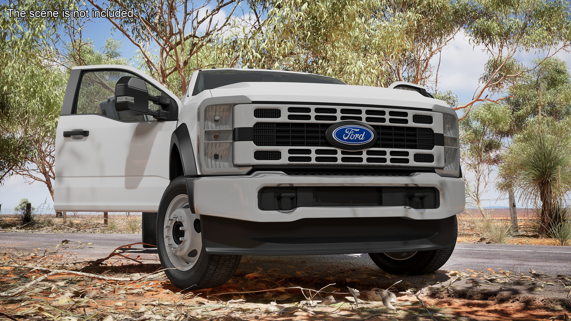 3D 2023 Ford Super Duty F-550 XLT Bare Chassis White Rigged