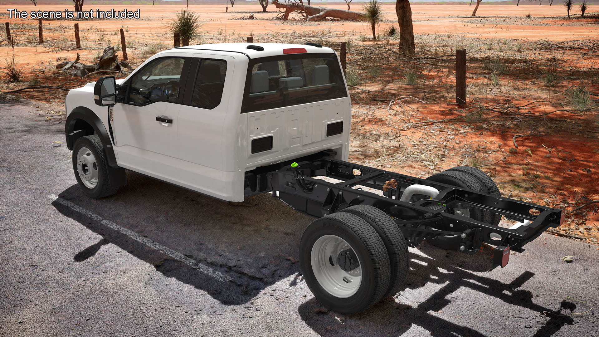 3D 2023 Ford Super Duty F-550 XLT Bare Chassis White Rigged
