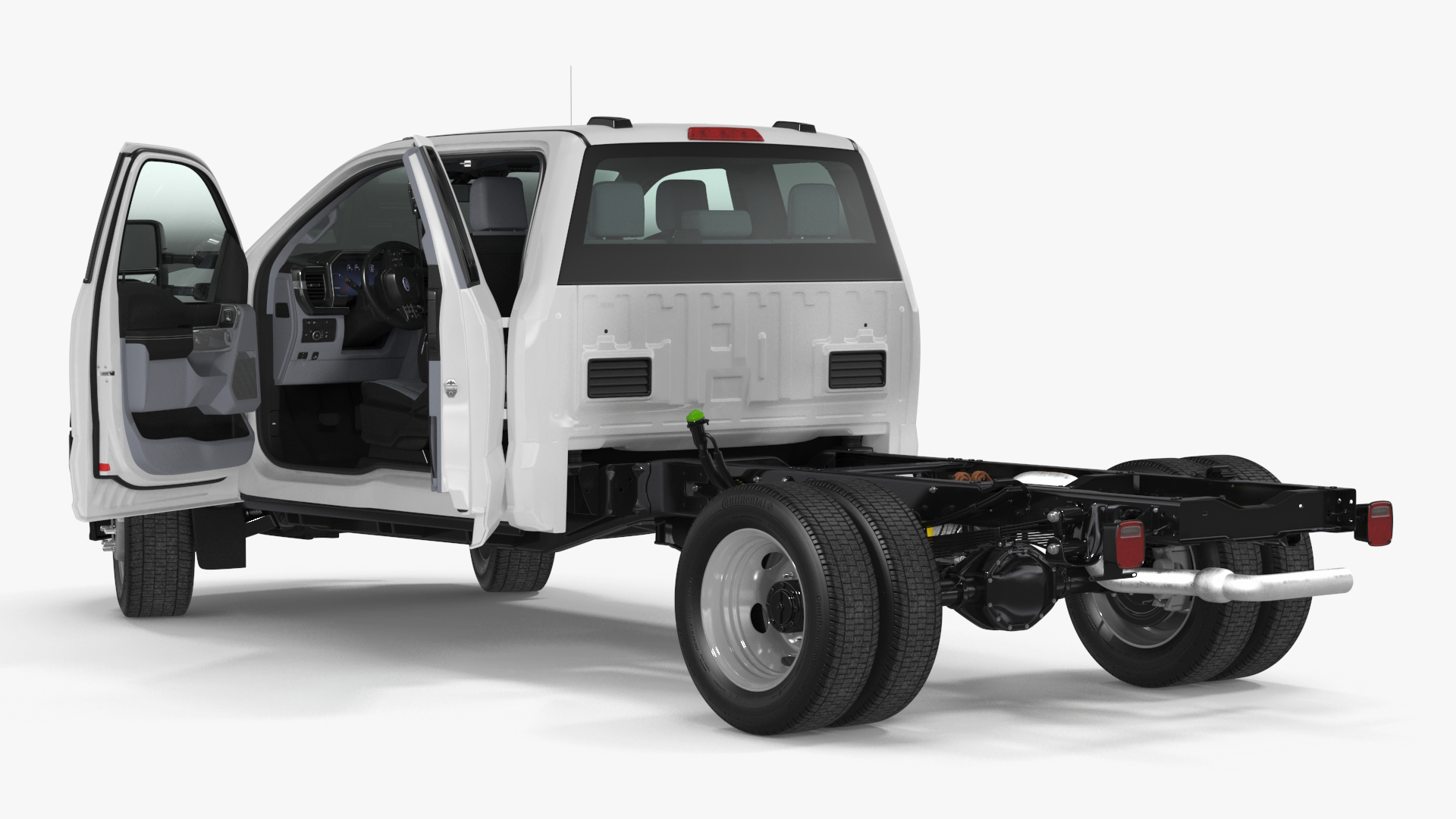 3D 2023 Ford Super Duty F-550 XLT Bare Chassis White Rigged
