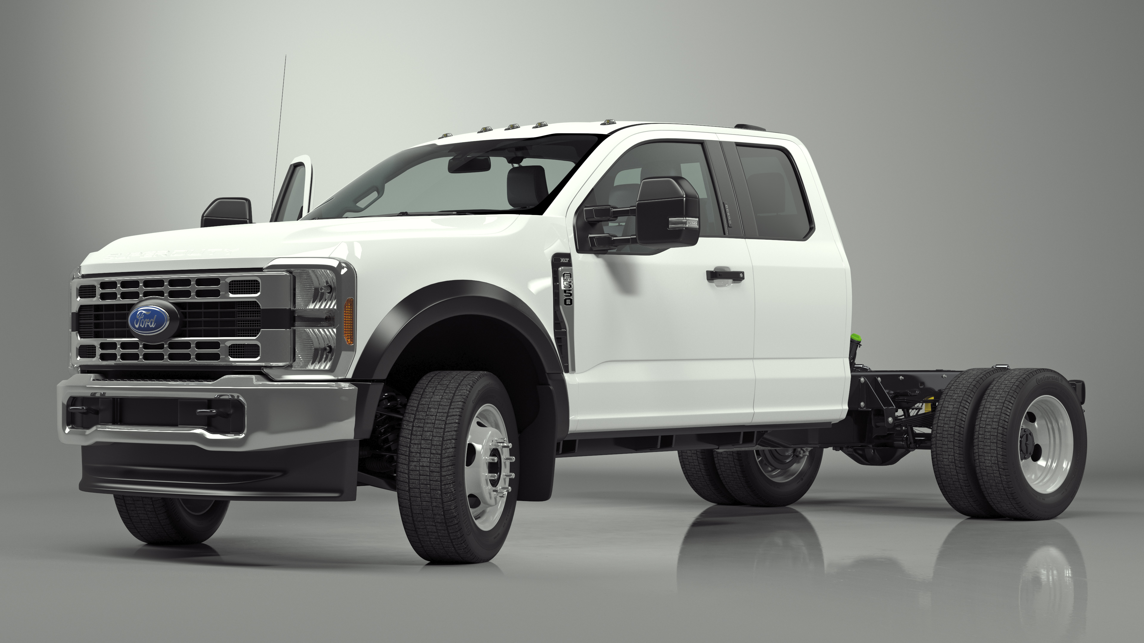 3D 2023 Ford Super Duty F-550 XLT Bare Chassis White Rigged