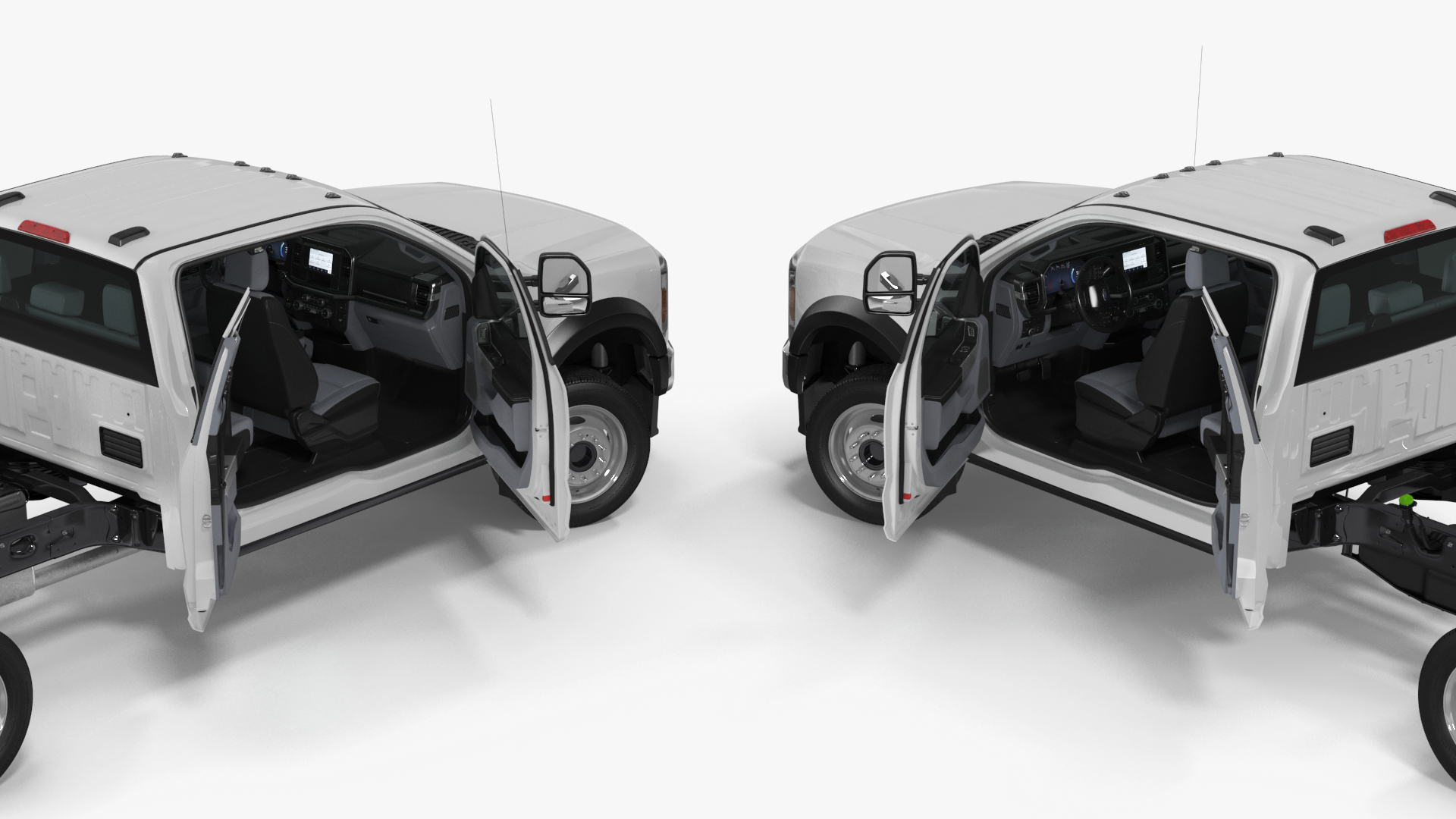 3D 2023 Ford Super Duty F-550 XLT Bare Chassis White Rigged