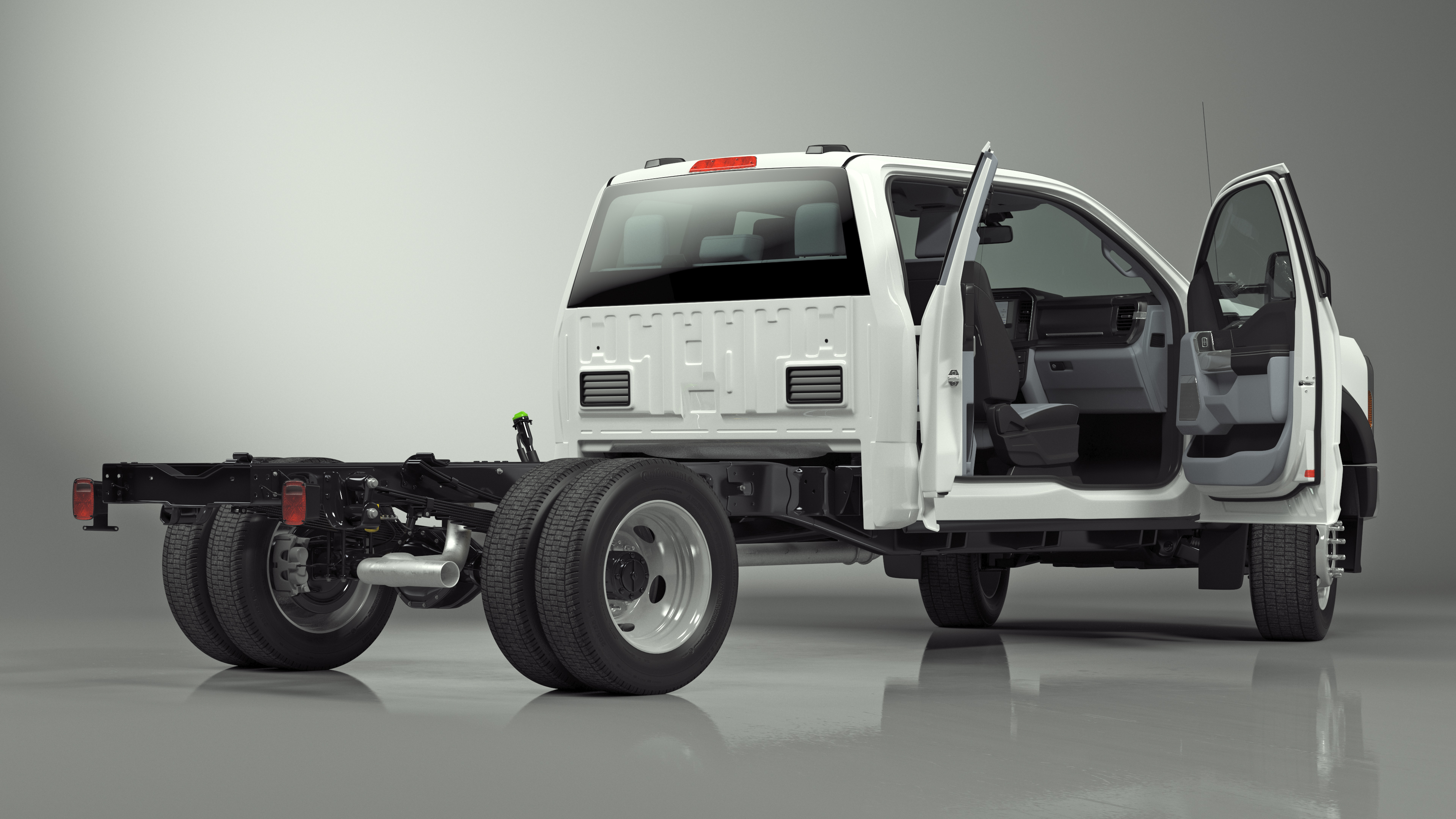 3D 2023 Ford Super Duty F-550 XLT Bare Chassis White Rigged