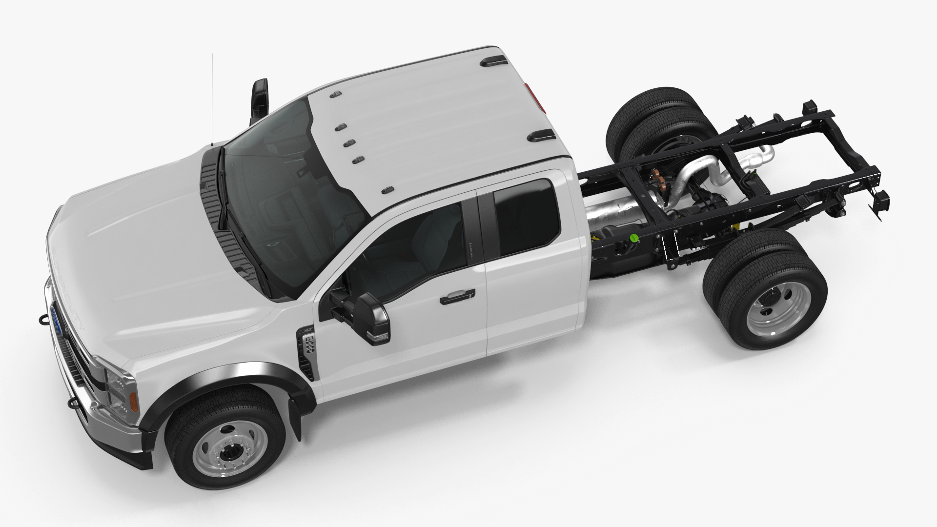 3D 2023 Ford Super Duty F-550 XLT Bare Chassis White Rigged