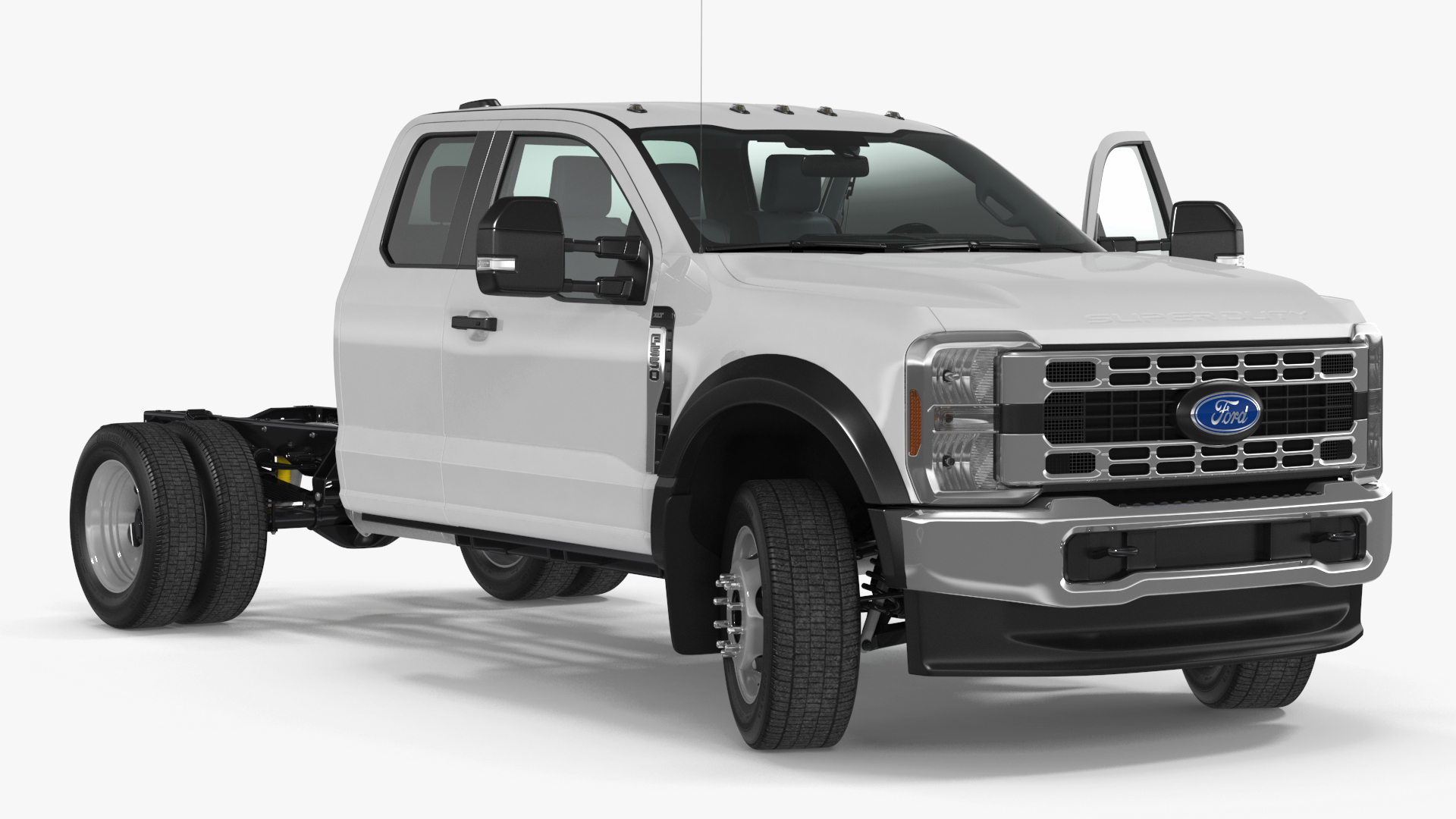 3D 2023 Ford Super Duty F-550 XLT Bare Chassis White Rigged